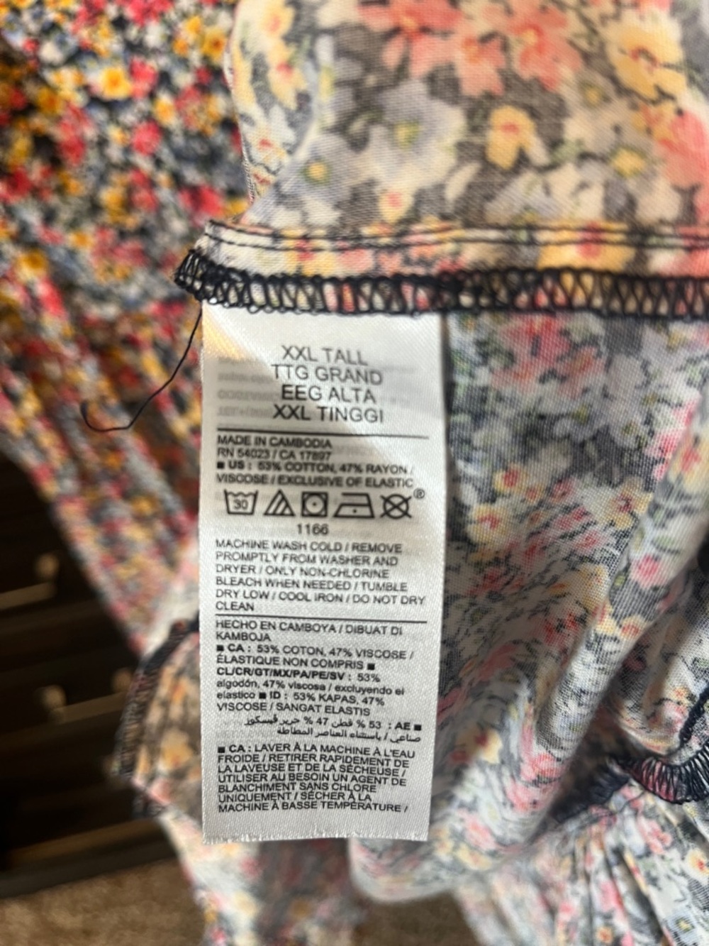 Old Navy Navy Floral Dress with Yellow and Pink Blue floral Accents - Picture 5 of 5